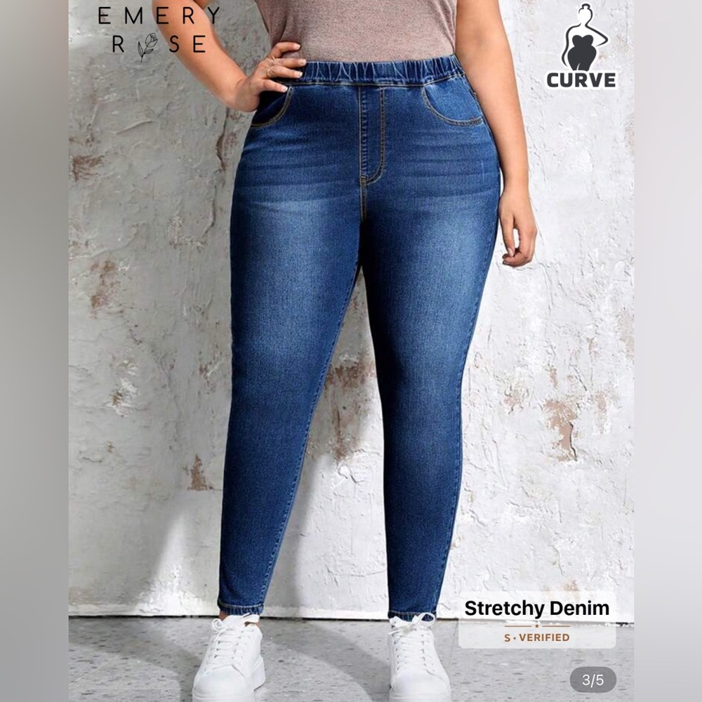 SHEIN Women's Stretchy Denim Jeans - Blue